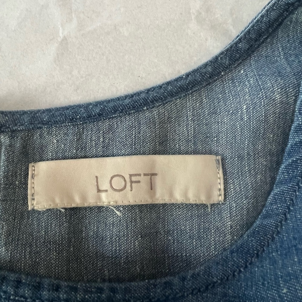 LOFT Blue Denim Cold-Shoulder Ruffle Top - Picture 4 of 6
